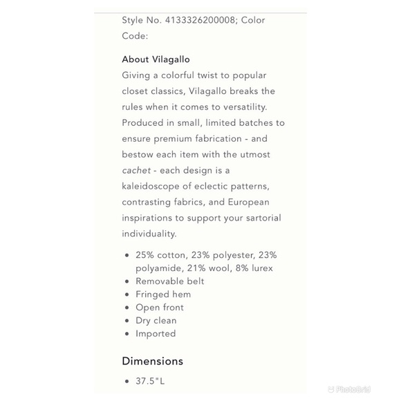 NWOT - Anthropologie, Vilagallo, Abstract Fringed Sweater Coat - Picture 5 of 10